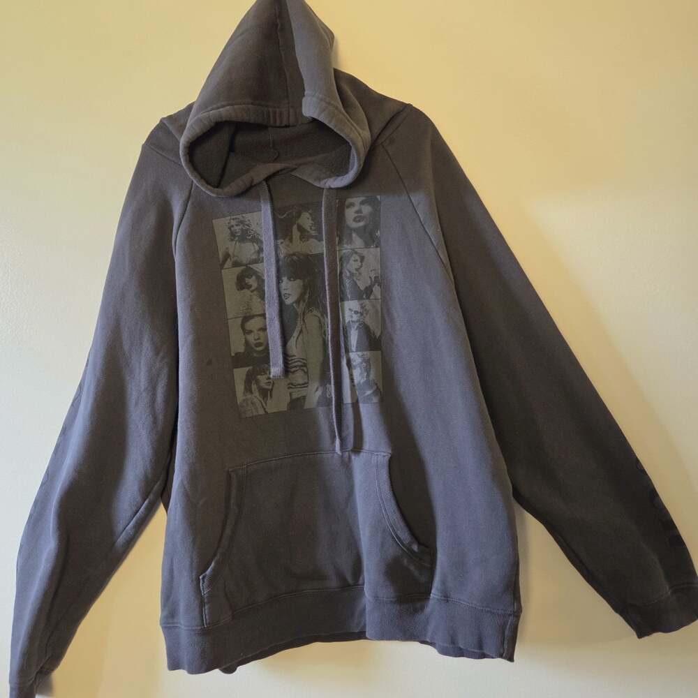Taylor Swift The Eras Tour Charcoal Gray Hoodie US Tour Dates Size Large